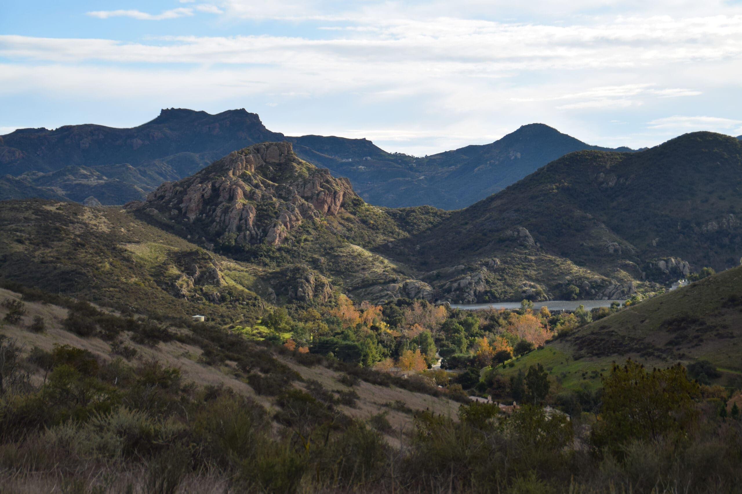 View of Lake Sherwood and Santa Monica Mountains, Thousand Oaks